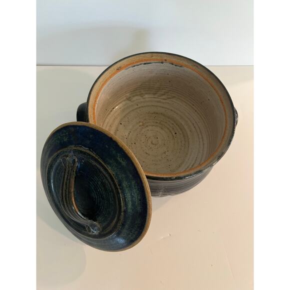 Rare Vintage Richard Sanderson Toad Hill Pottery NH Casserole Pot w Lid Blue JL - Picture 3 of 8